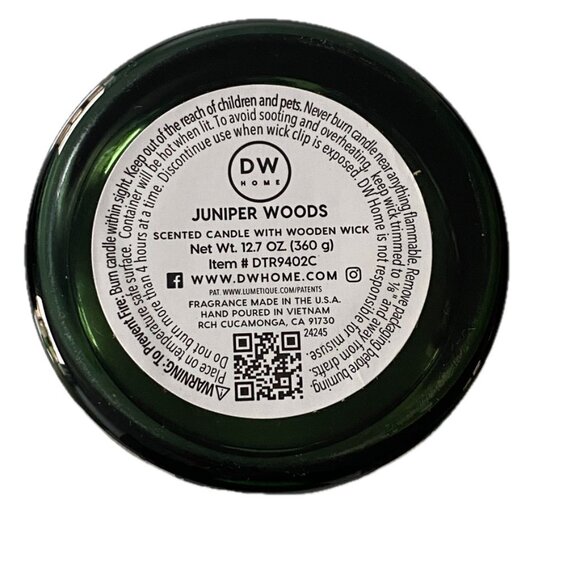 Hand Poured Scented Jar Candle DW Home Juniper Woods 12.7oz/360g Wooden Wick NWT - Picture 4 of 8